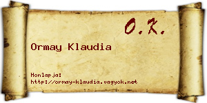 Ormay Klaudia névjegykártya
